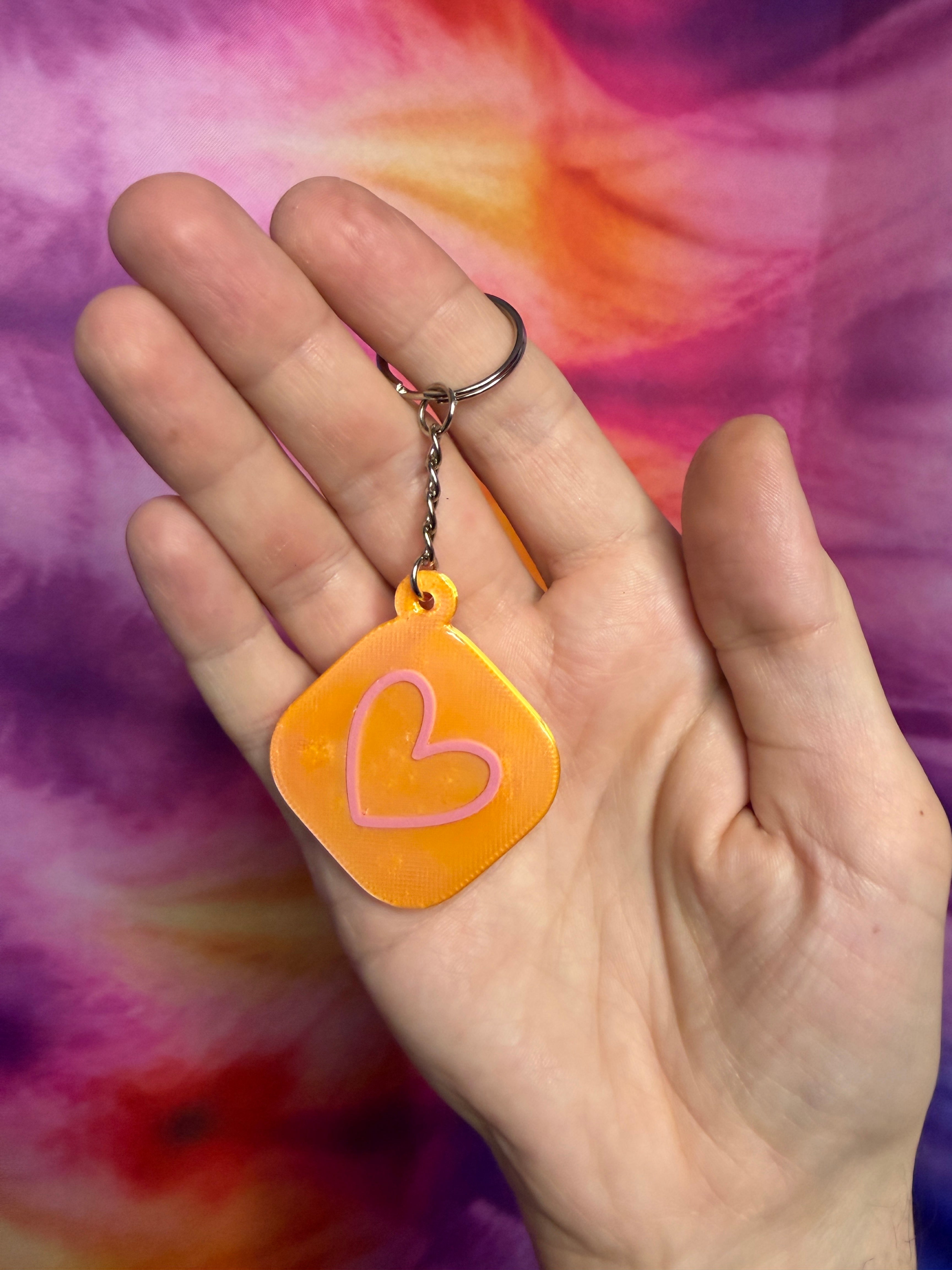 Gold with Pink Heart NFC Keychain