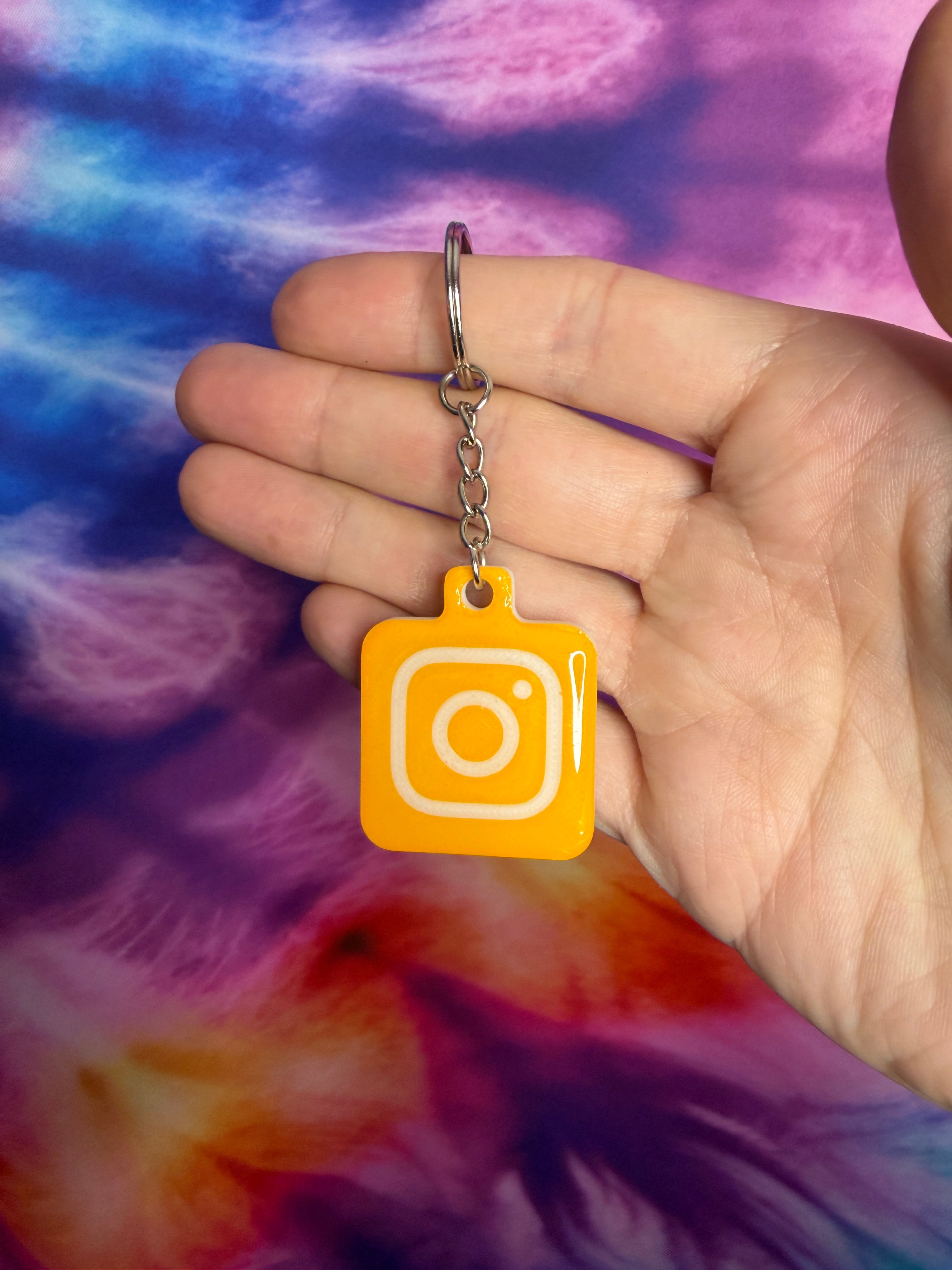 Green, Orange and White Instagram NFC Keychain