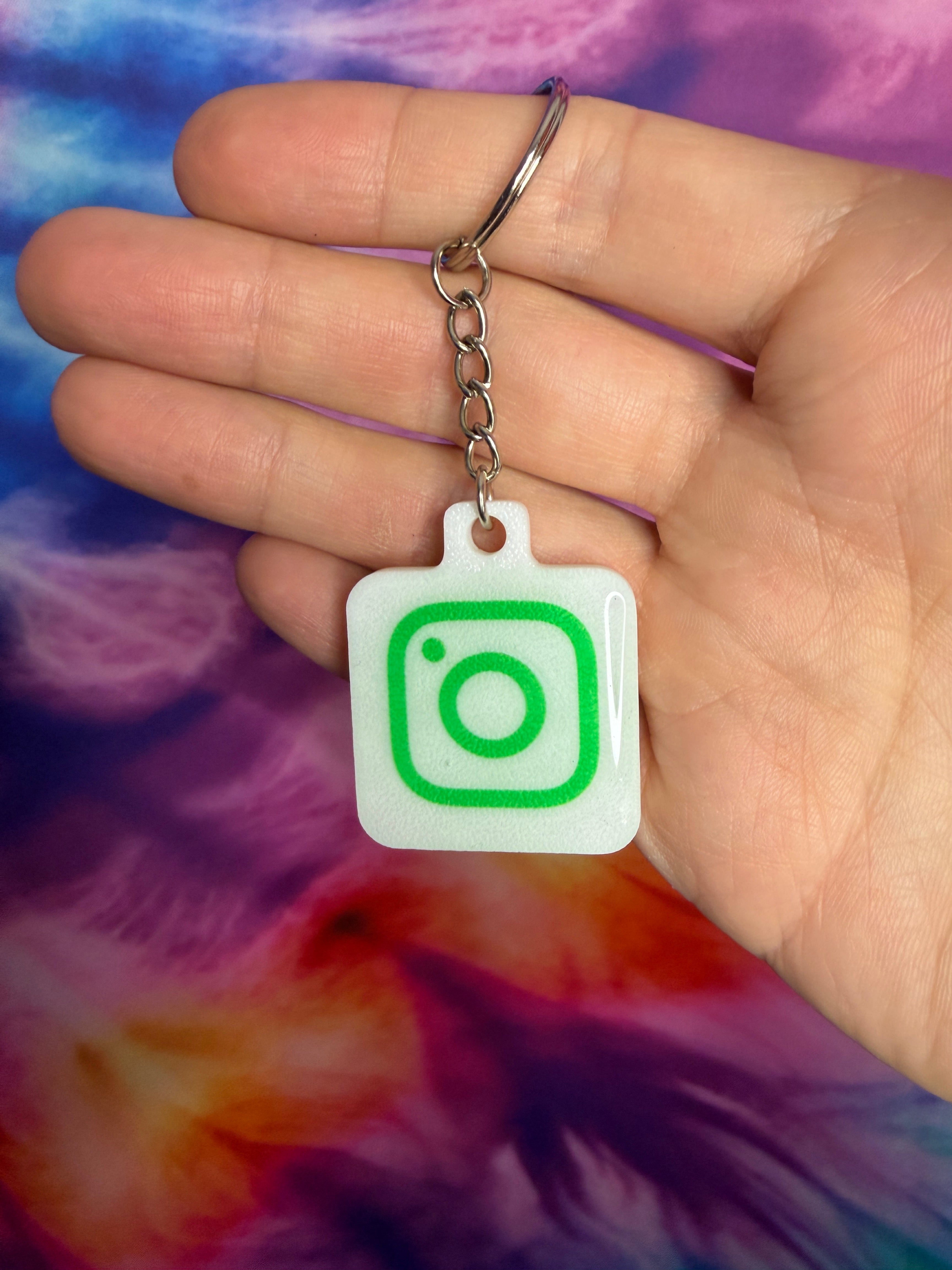 Green, Orange and White Instagram NFC Keychain